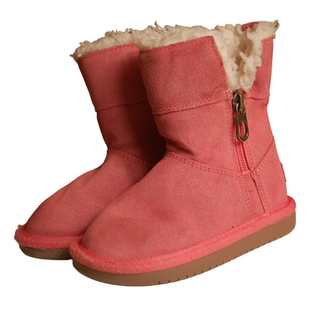 Koolaburra by UGG Youth Size 7 Aribel Short Pink Suede Faux Fur Round Toe